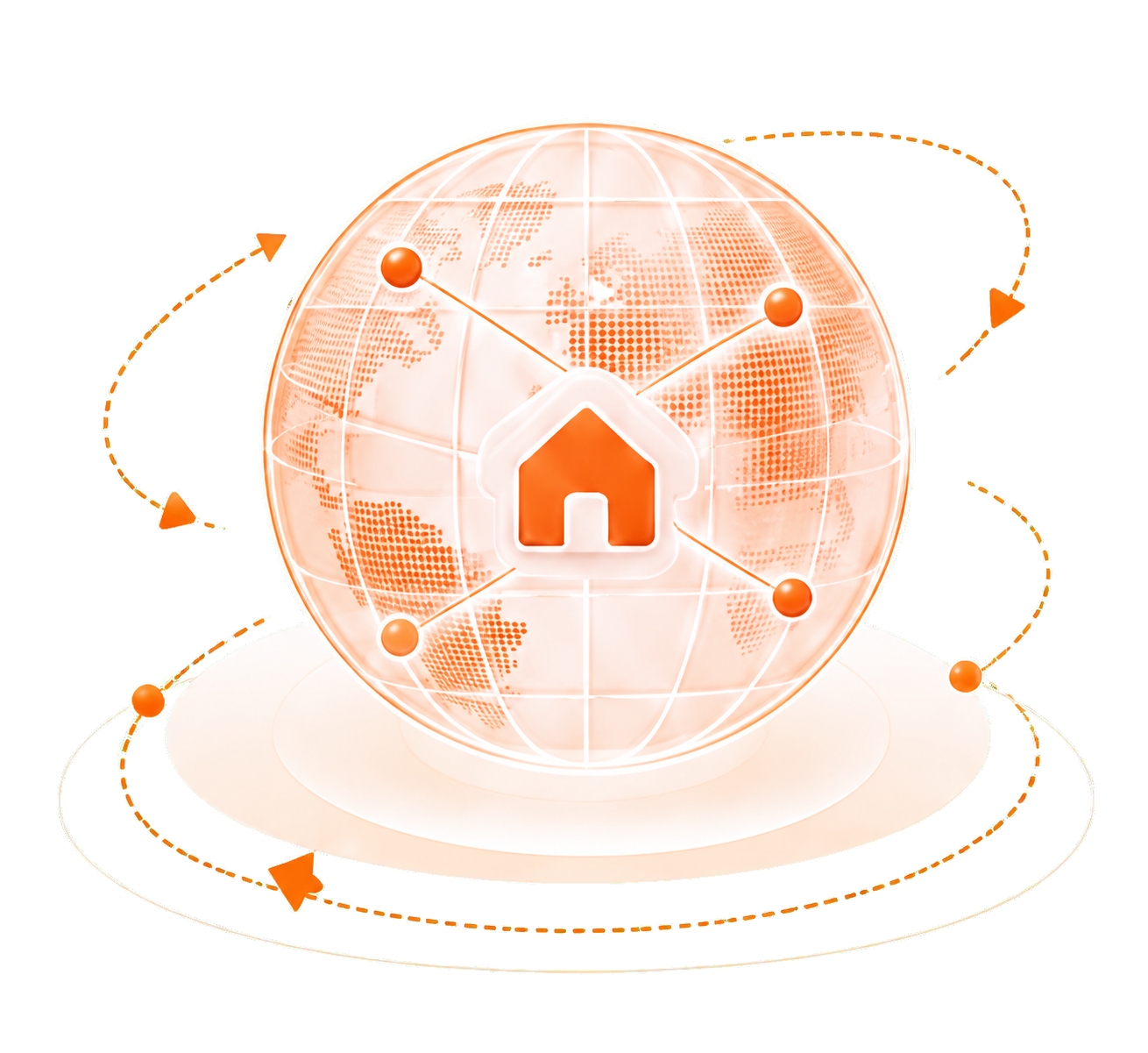Residential proxy globe with global network connections